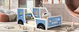 Twin Size Classic Car-Shaped Platform Bed with Wheels Blue - V.I.P Digital Presence