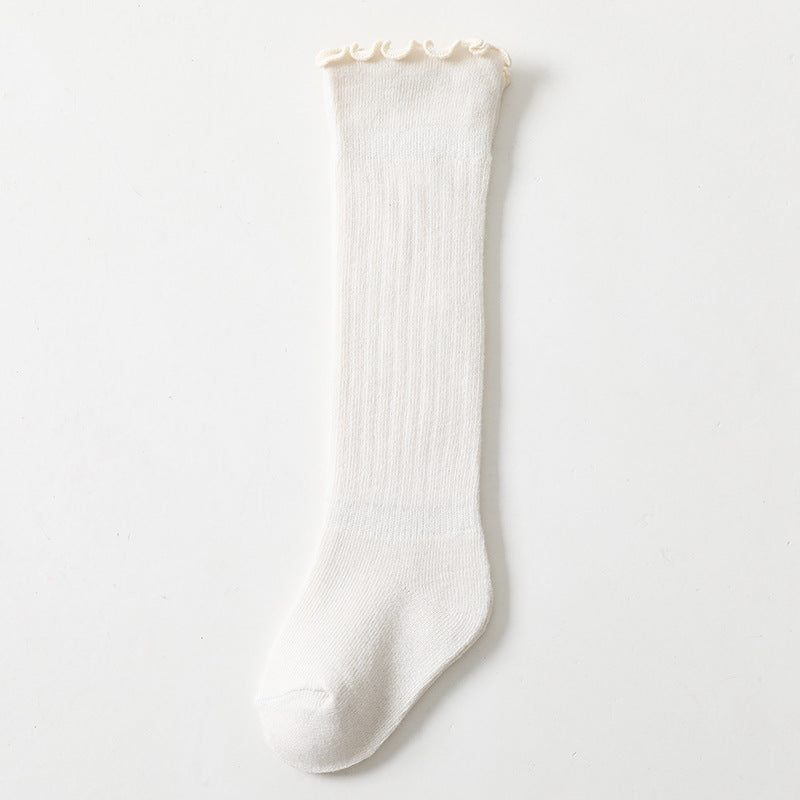 Spring And Summer Children's Socks In The Tube Loose Mouth Fungus Edge Combed Cotton Girls Baby Socks Long Tube Over The Knee Baby Socks - V.I.P Digital Presence