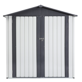 XWT014 Garden Metal Storage Shed Gray White 6x4x6ft outdoor storing tools Rainproof Hinge door version - V.I.P Digital Presence