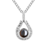Waterdrop shaped fashion projection necklace with 100 languages. I love you. Color photos, customized lover accessories - V.I.P Digital Presence
