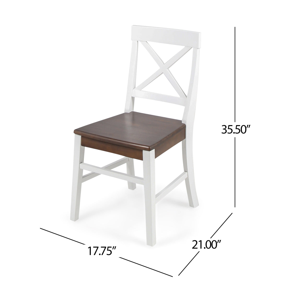 Roshan Farmhouse Acacia Wood Dining Chairs, White / Walnut (Set of 2) - V.I.P Digital Presence