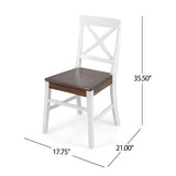 Roshan Farmhouse Acacia Wood Dining Chairs, White / Walnut (Set of 2) - V.I.P Digital Presence