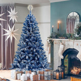 6FT pre ignited hinge chain artificial fir Christmas tree, Christmas tree snowflake flocking person with 750 Christmas branches - V.I.P Digital Presence