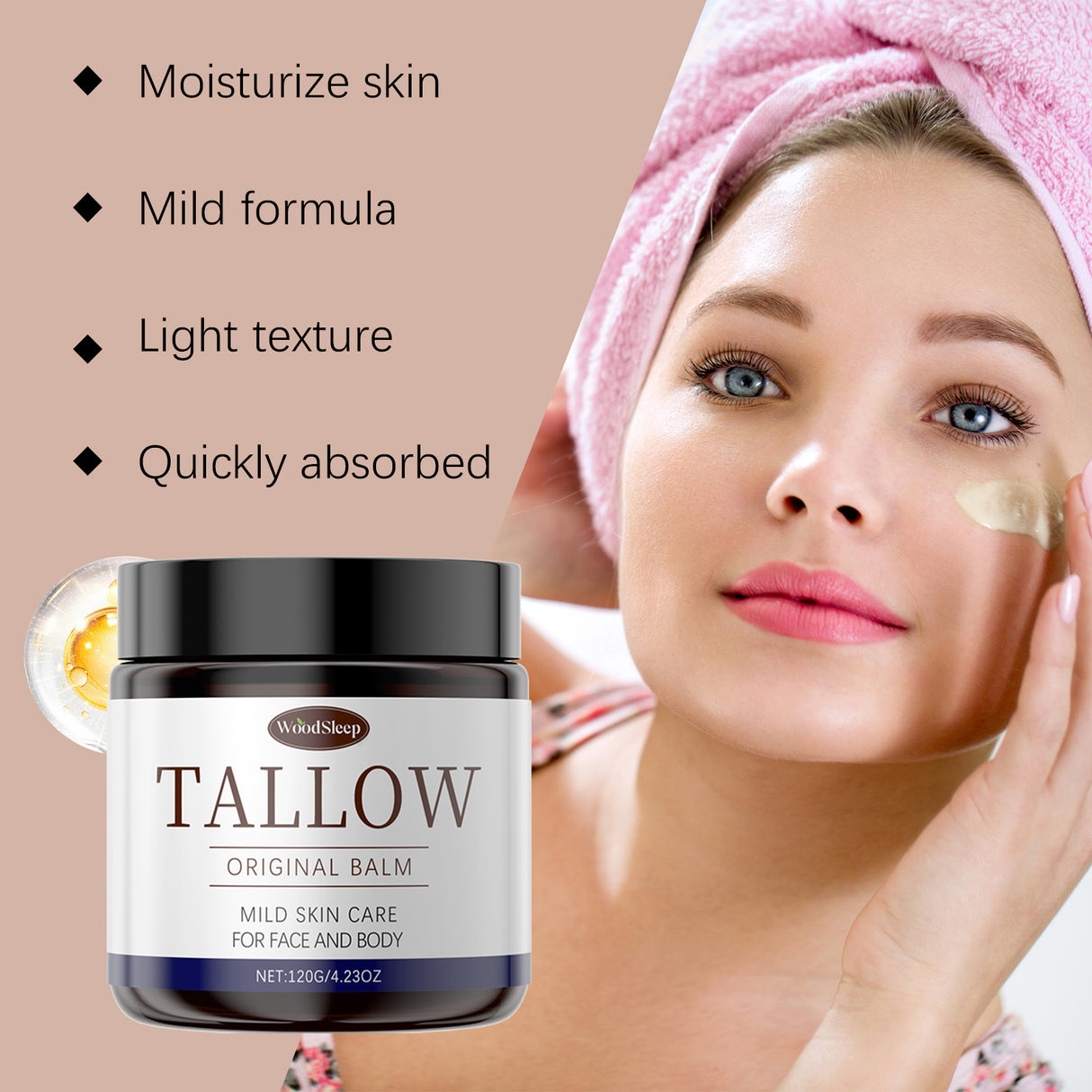 Crema hidratante facial de miel de sebo que hidrata y nutre suavemente la piel.