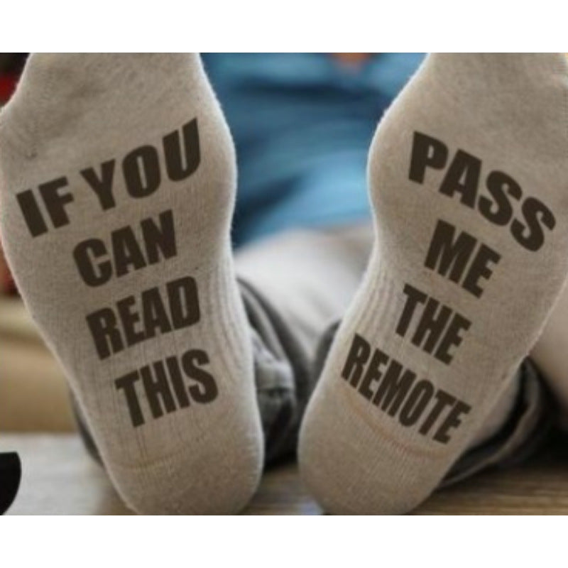 PASS ME THE REMOTE Printed Casual Mid Tube Gift Socks With Letters Non Slip Socks - V.I.P Digital Presence