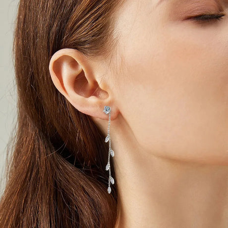1.38 Carat Moissanite 925 Sterling Silver Leaf Earrings - V.I.P Digital Presence