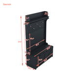 Hall tree with storage desk, entrance desk with drawers and 5 hooks, display rack, dark blue - V.I.P Digital Presence