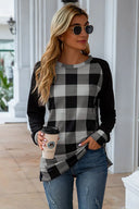 Plaid Round Neck Long Sleeve T-Shirt - V.I.P Digital Presence