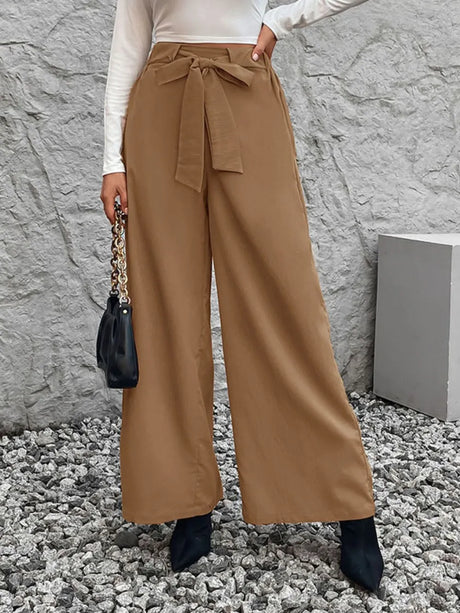 Tied High Waist Wide Leg Pants - V.I.P Digital Presence