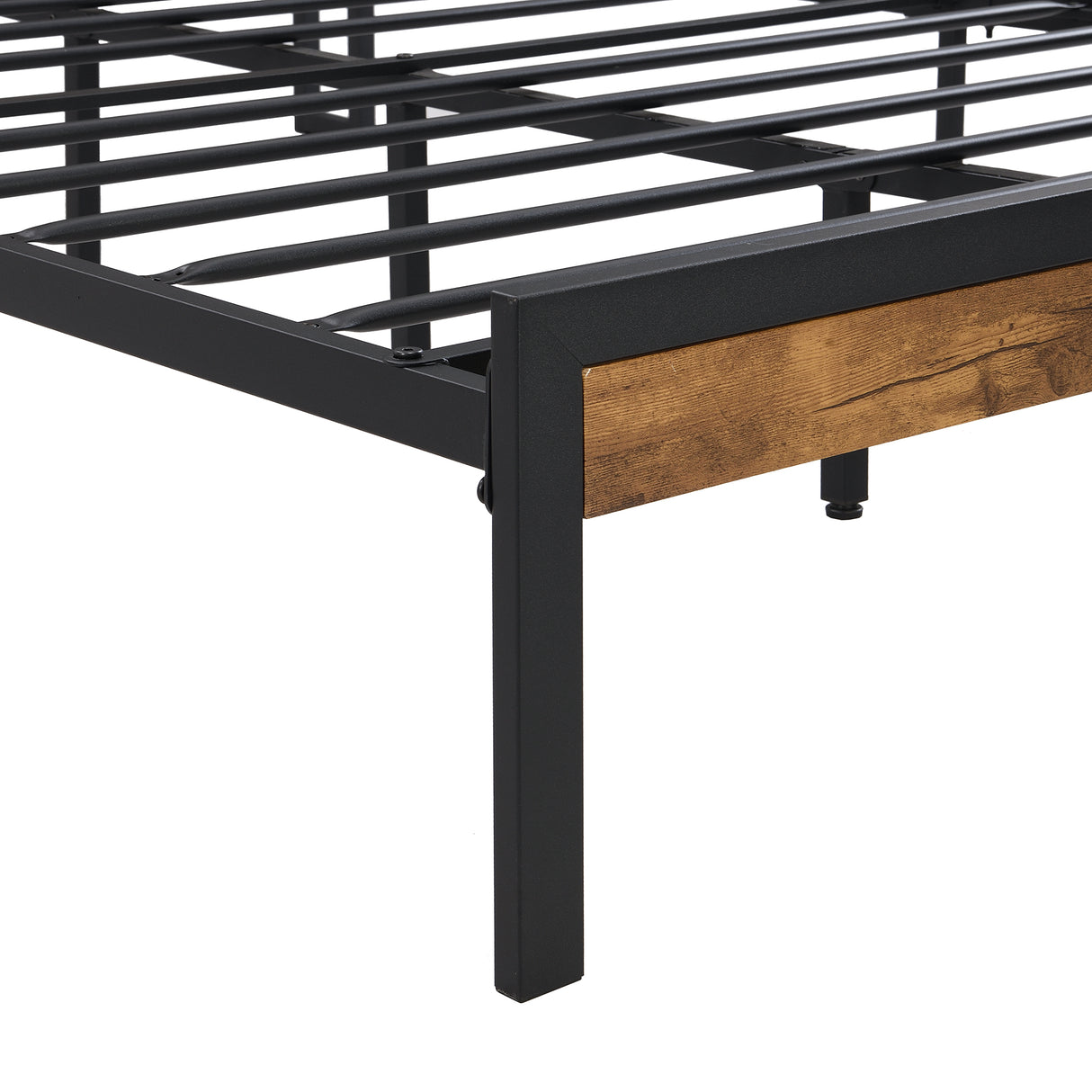 Queen Size Metal Platform Bed Frame with Wooden Headboard and Footboard with USB LINER - V.I.P Digital Presence