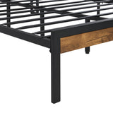 Queen Size Metal Platform Bed Frame with Wooden Headboard and Footboard with USB LINER - V.I.P Digital Presence