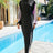 Cap, Drawstring Printed Long Sleeve Dress and Pants Swim Set - V.I.P Digital Presence