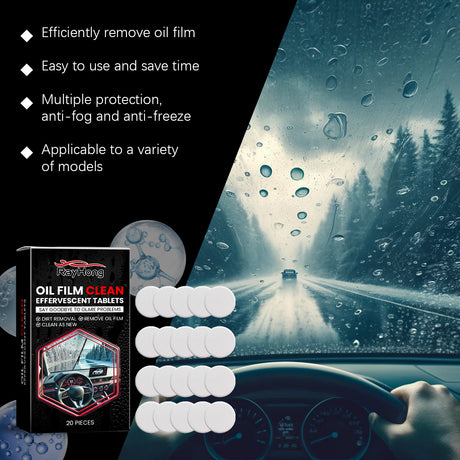 Glass Oil Film Cleaning Tablet, Front Inner Windshield Oil Film Removing Stain Brightening Cleaning Tablet - V.I.P Digital Presence