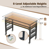 60 inch adjustable garage workbench, rubber wood heavy-duty workstation with power socket and wheels, 2000 pound load capacity - V.I.P Digital Presence