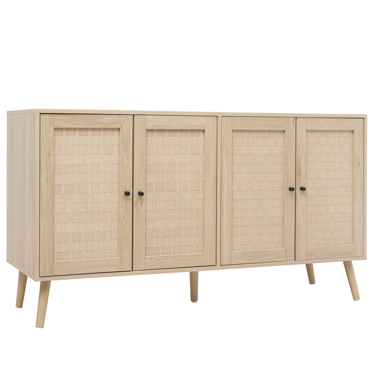 4 Door Accent Cabinet Sideboard Buffet Storage Cabinet with Adjustable Shelf for Entryway Living Room Bedroom - V.I.P Digital Presence