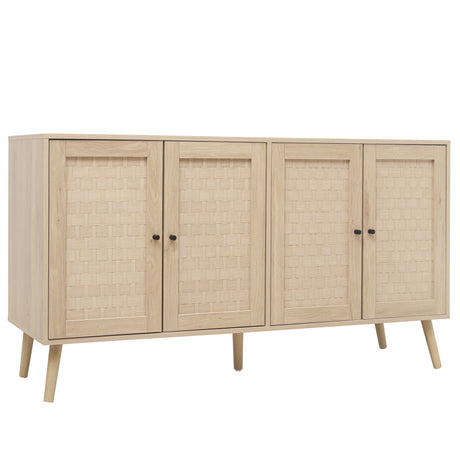 4 Door Accent Cabinet Sideboard Buffet Storage Cabinet with Adjustable Shelf for Entryway Living Room Bedroom - V.I.P Digital Presence