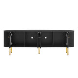 U-Can Modern TV Stand for TVs up to 80 Inches with 4 Cabinets with Metal Legs and Handles for Living room, Black - V.I.P Digital Presence