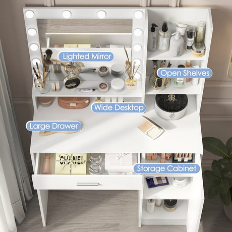 Makeup Vanity Desk with Mirror & Light - V.I.P Digital Presence