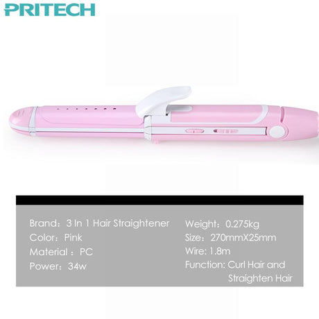 Pritech New Electric 3 In 1 Hair Straightener Curling Irons For Wet&Dry Professional Hair Curler Styling - V.I.P Digital Presence