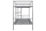 Metal bunk bed/sturdy/noise reduction/2 side ladders/safety guardrails/CPC certification/no spring box required (Silver)