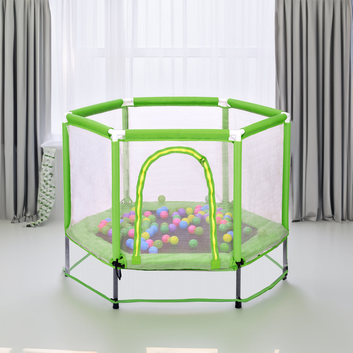 55'' Toddlers Trampoline with Safety Enclosure Net and Balls, Indoor Outdoor Mini Trampoline for Kids - V.I.P Digital Presence