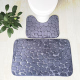 Embossed Stone Two-Piece Bathroom Toilet Floor Mat PVC Non-Slip Absorbent Carpet Door Mat - V.I.P Digital Presence
