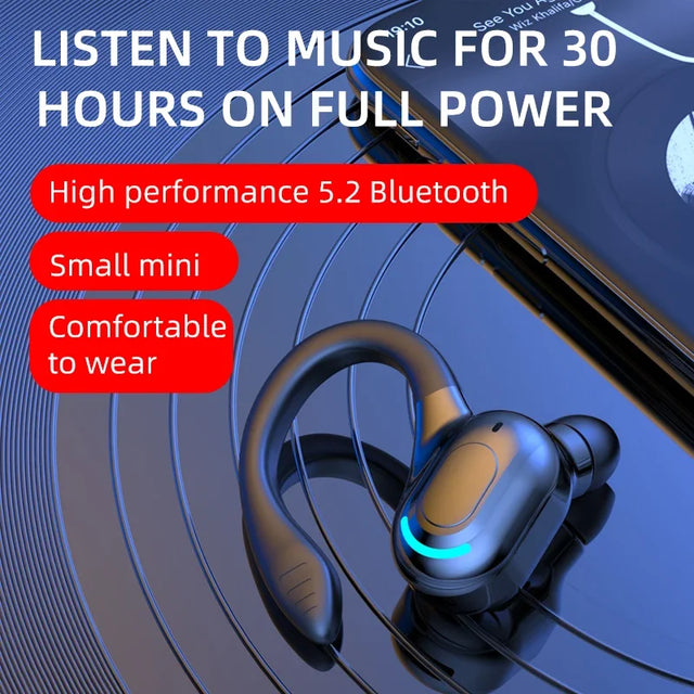 Ear hanging Bluetooth earphones Business single ear earphones Waterproof sports high endurance noise reduction - V.I.P Digital Presence