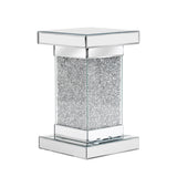 U-Can 11.8-inch silver square mirror coffee table with LED lights, modern diamond edge table, no assembly required - V.I.P Digital Presence