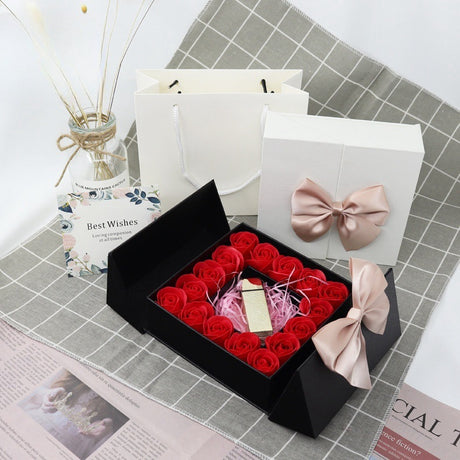 Double door 16 roses eternal flower gift box holiday necklace ring bracelet Valentine's Day jewelry packaging box - V.I.P Digital Presence