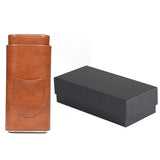 Two end hardware leather cigar box portable cedar wood 3-pack cigar moisturizing box protective cover cigar leather cover - V.I.P Digital Presence