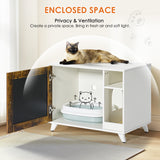 Litter Box Enclosure,Modern Hidden Cat Litter Box Enclosure Furniture with Scratching Pad for Living Room, White + vintage - V.I.P Digital Presence