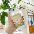 Shaped glass water cup with lid transparent and simple flat bottom heated cup - V.I.P Digital Presence