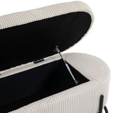 COOLMOR storage Ottoman chair with safety hinge and soft cushion fabric storage Ottoman stool (beige) - V.I.P Digital Presence
