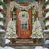 A set of 4 artificial Christmas trees, including flower garlands, flower garlands, and 2 entrance trees, with LED lights - V.I.P Digital Presence