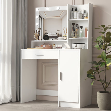 Makeup Vanity Desk with Mirror & Light - V.I.P Digital Presence