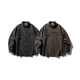 Used washed casual loose long sleeved shirt jacket men's workwear shirt - V.I.P Digital Presence