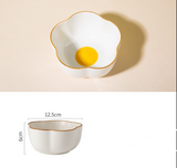 Creative Sun Egg Ceramic Bowl and Dish Set Cute Rice Bowl, Plate, Handle, Plate, Tableware, Home Breakfast Soup Plate - V.I.P Digital Presence