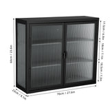 Retro Style Haze Double Glass Door Wall Cabinet With Detachable Shelves for Office Dining Room Living Room