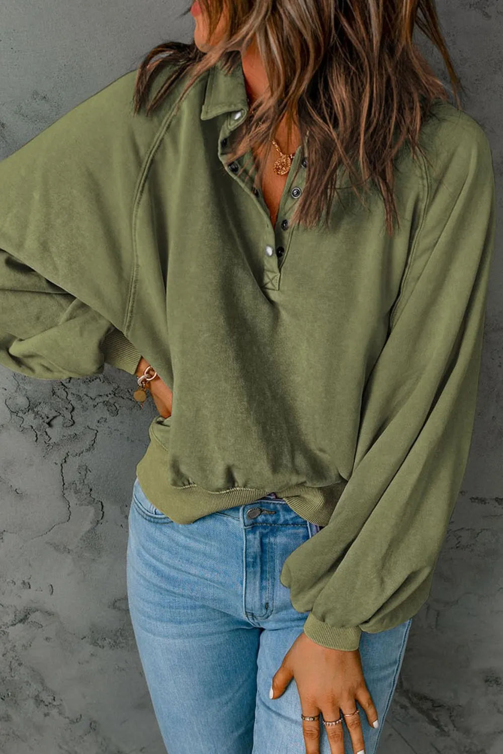Half Snap Long Sleeve Sweatshirt - V.I.P Digital Presence