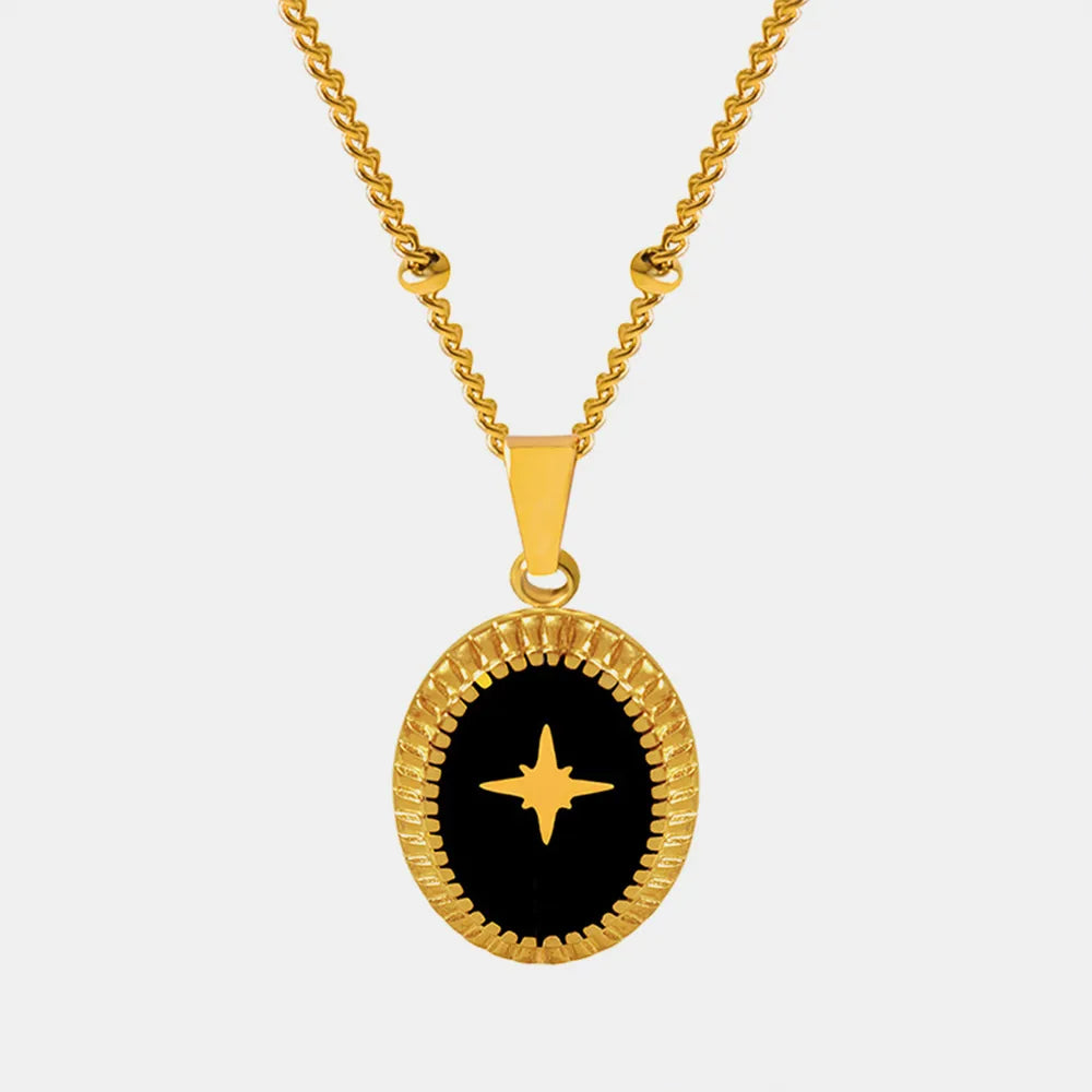 Geometric Jewelry Dripping Oil Star Elliptical Titanium Steel Pendant Necklace - V.I.P Digital Presence