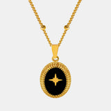 Geometric Jewelry Dripping Oil Star Elliptical Titanium Steel Pendant Necklace - V.I.P Digital Presence