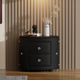 Elegant PU Nightstand with 2 Drawers and Crystal Handle,Fully Assembled Except Legs&Handles,Storage Bedside Table - Black - V.I.P Digital Presence