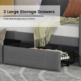 Twin Size Daybed with Storage Drawers, Upholstered Daybed with Charging Station and LED Lights, Gray - V.I.P Digital Presence