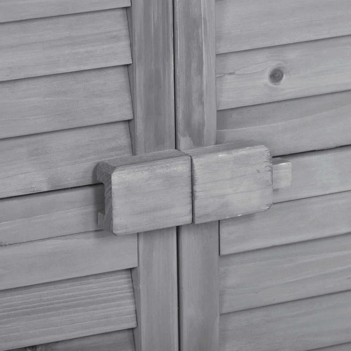 Wooden Garden Shed 3-tier Patio Storage Cabinet Outdoor Organizer Wooden Lockers with Fir Wood (Gray Wood Color -Shutter Design) - V.I.P Digital Presence