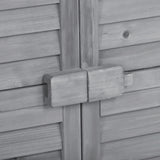 Wooden Garden Shed 3-tier Patio Storage Cabinet Outdoor Organizer Wooden Lockers with Fir Wood (Gray Wood Color -Shutter Design) - V.I.P Digital Presence