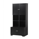 Bathroom storage cabinet, 4-door independent cabinet, adjustable shelf, open multi-layer shelf, black - V.I.P Digital Presence