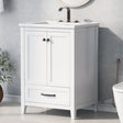 24" Bathroom Vanity with Sink, Bathroom Vanity Cabinet with One Drawer and Doors, Solid Wood and MDF, White - V.I.P Digital Presence