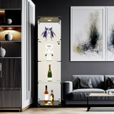 4 LED light glass display cabinets with door shelves, floor standing antique bookshelf, 64.7 "* 16.7" * 14.3 ", black - V.I.P Digital Presence