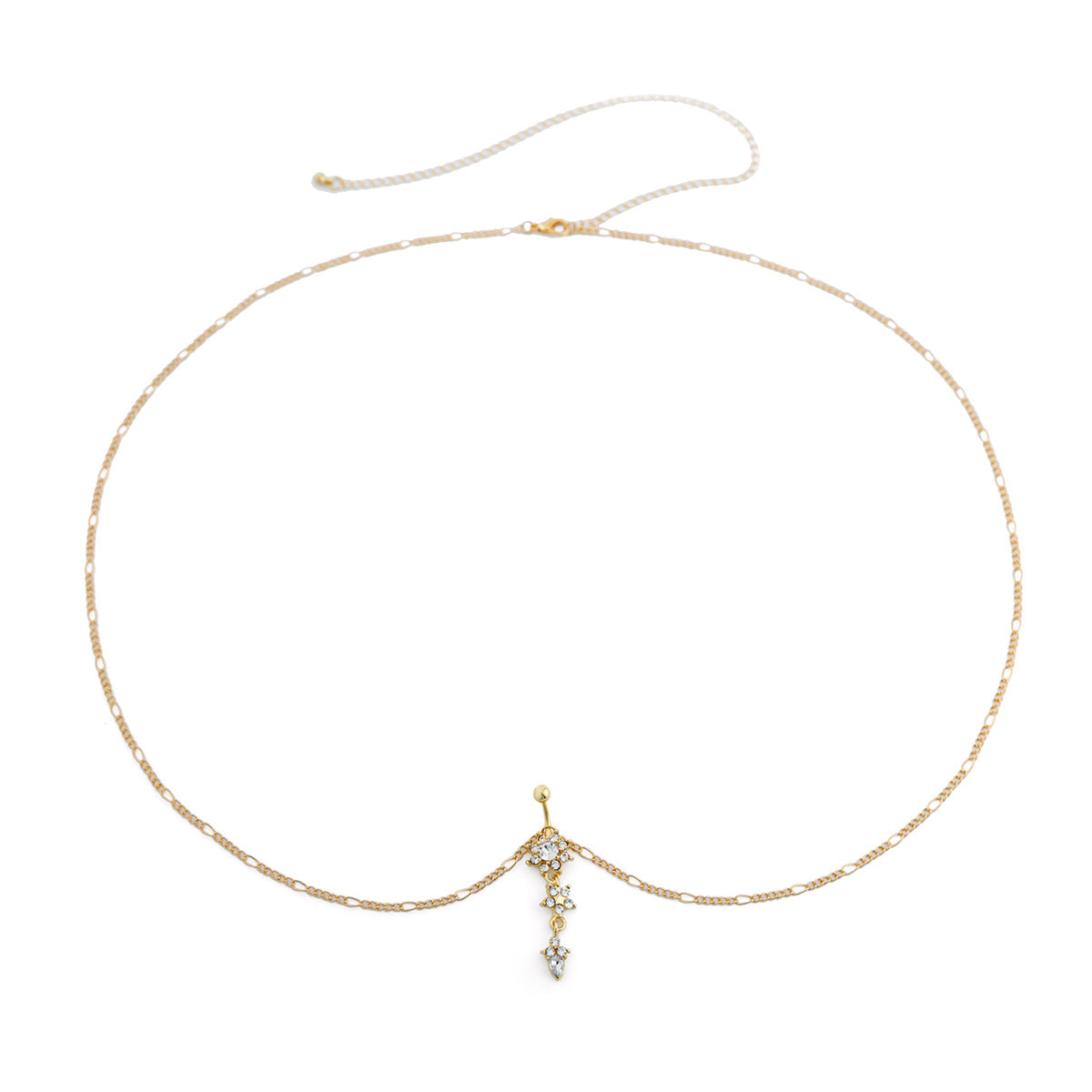 Sexy rhinestone puncture navel nail waist chain, sweet and cool summer body chain - V.I.P Digital Presence