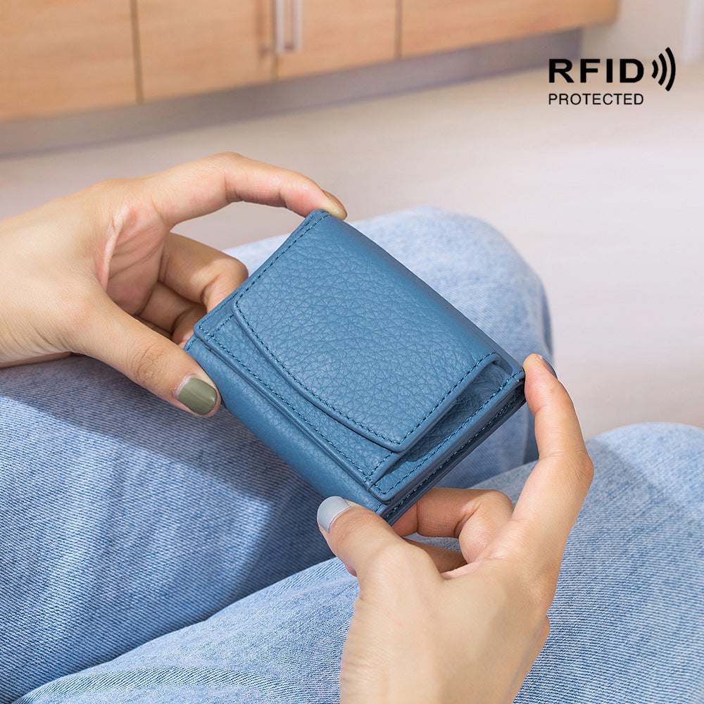 Small wallet women's genuine leather Japanese style fabric RFID coin bag wallet mini wallet short - V.I.P Digital Presence